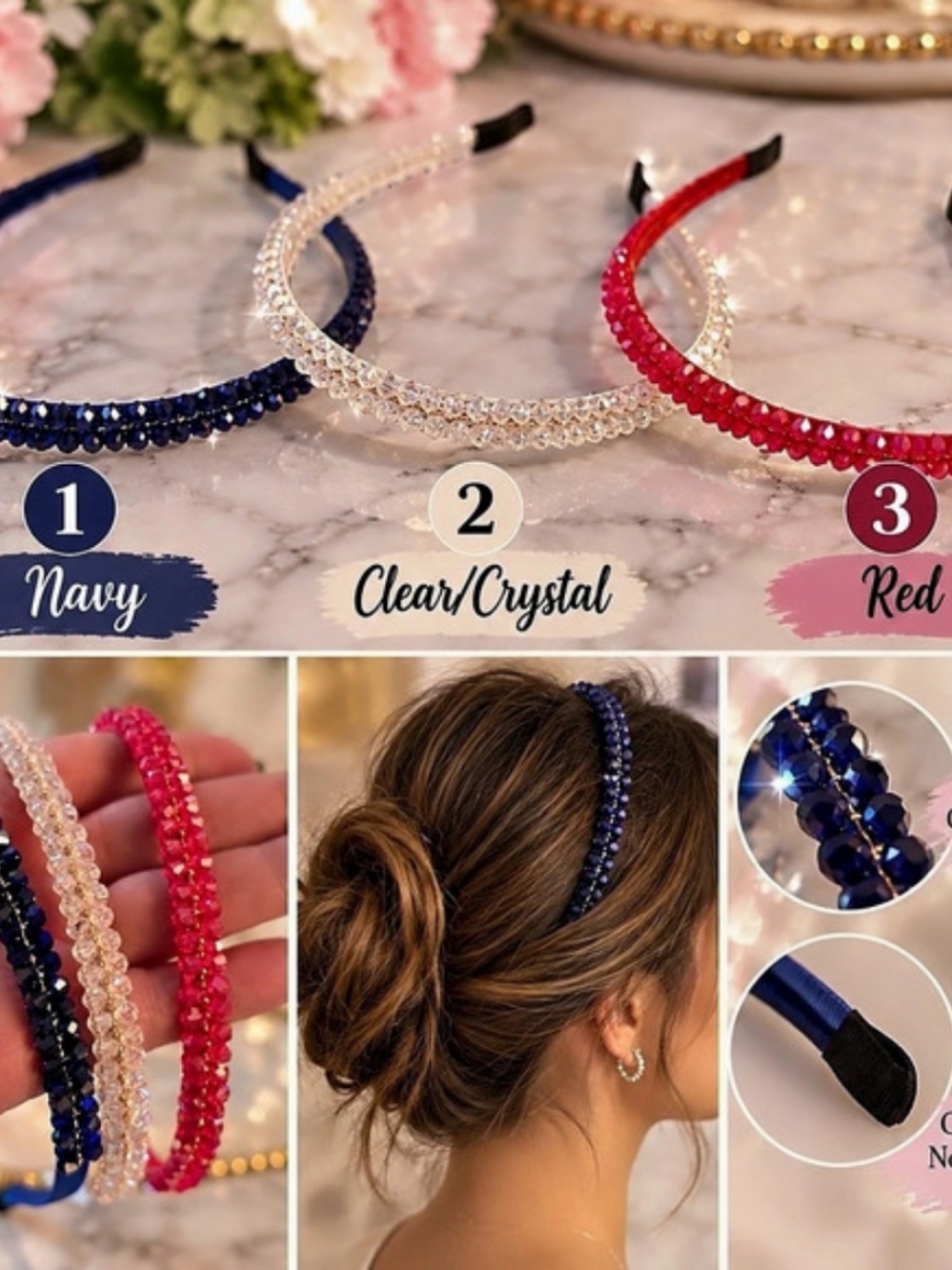 Crystal Beaded Headband Set